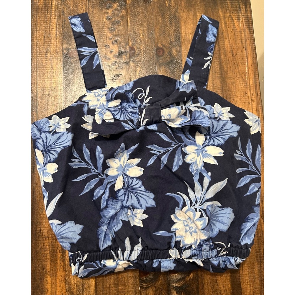 Janie And Jack Romper Girls 10 Blue Floral with Bow